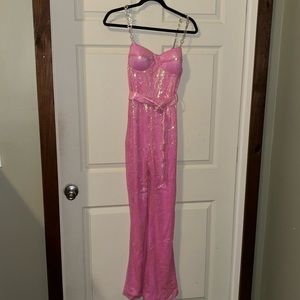 Pink sequin jumpsuit. Nwt size large